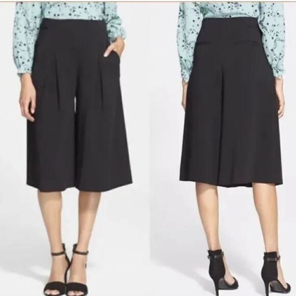 Rebecca Taylor Wide Leg Crops Pants Womens Size 6 Navy - Picture 1 of 8